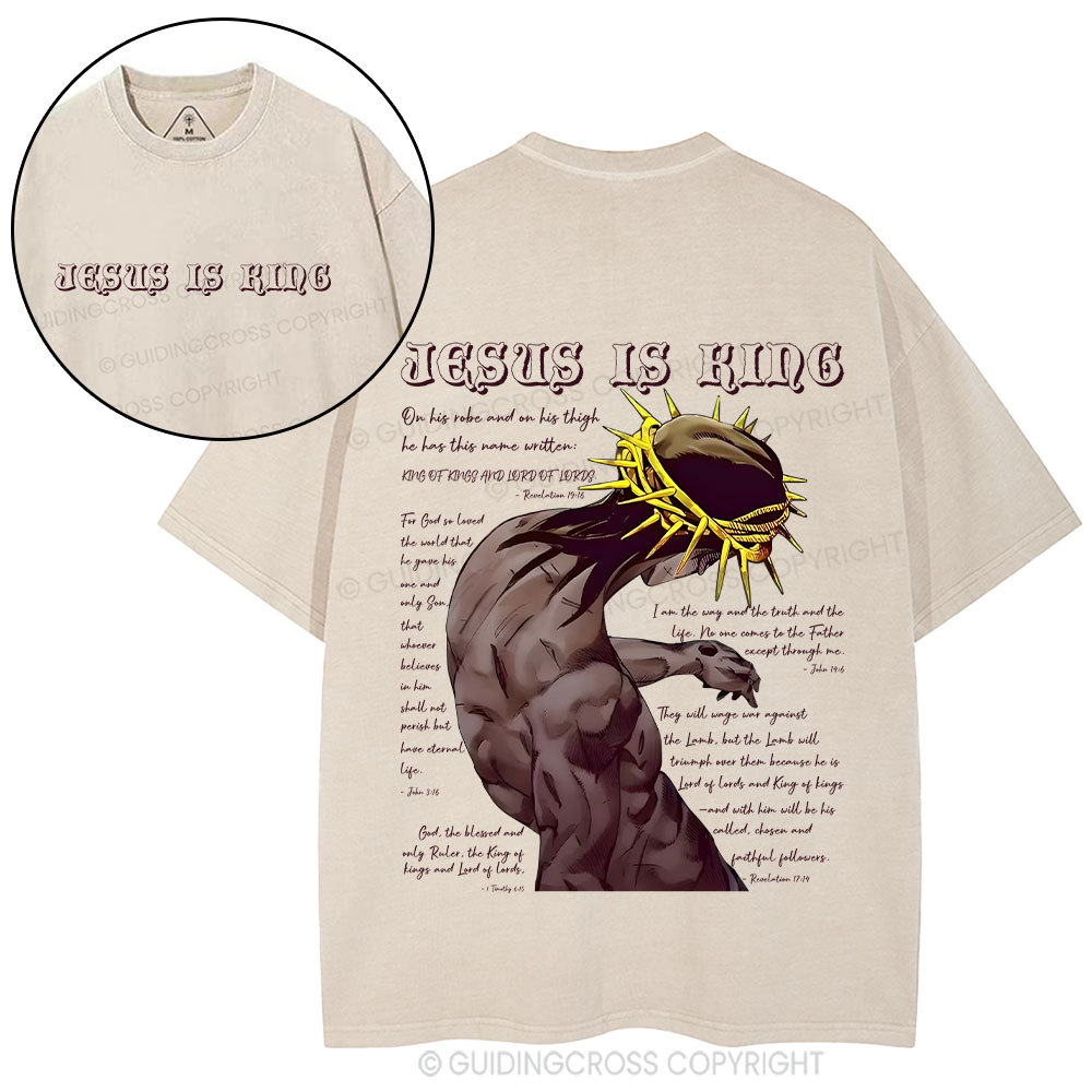 Jesus Is King Christian Washed T-Shirt 