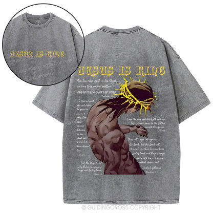 Jesus Is King Christian Washed T-Shirt 