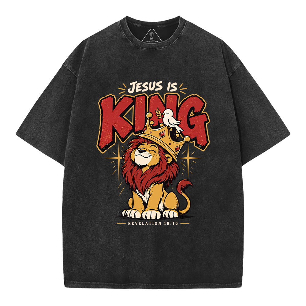 Jesus Is King Christian Washed T-Shirt