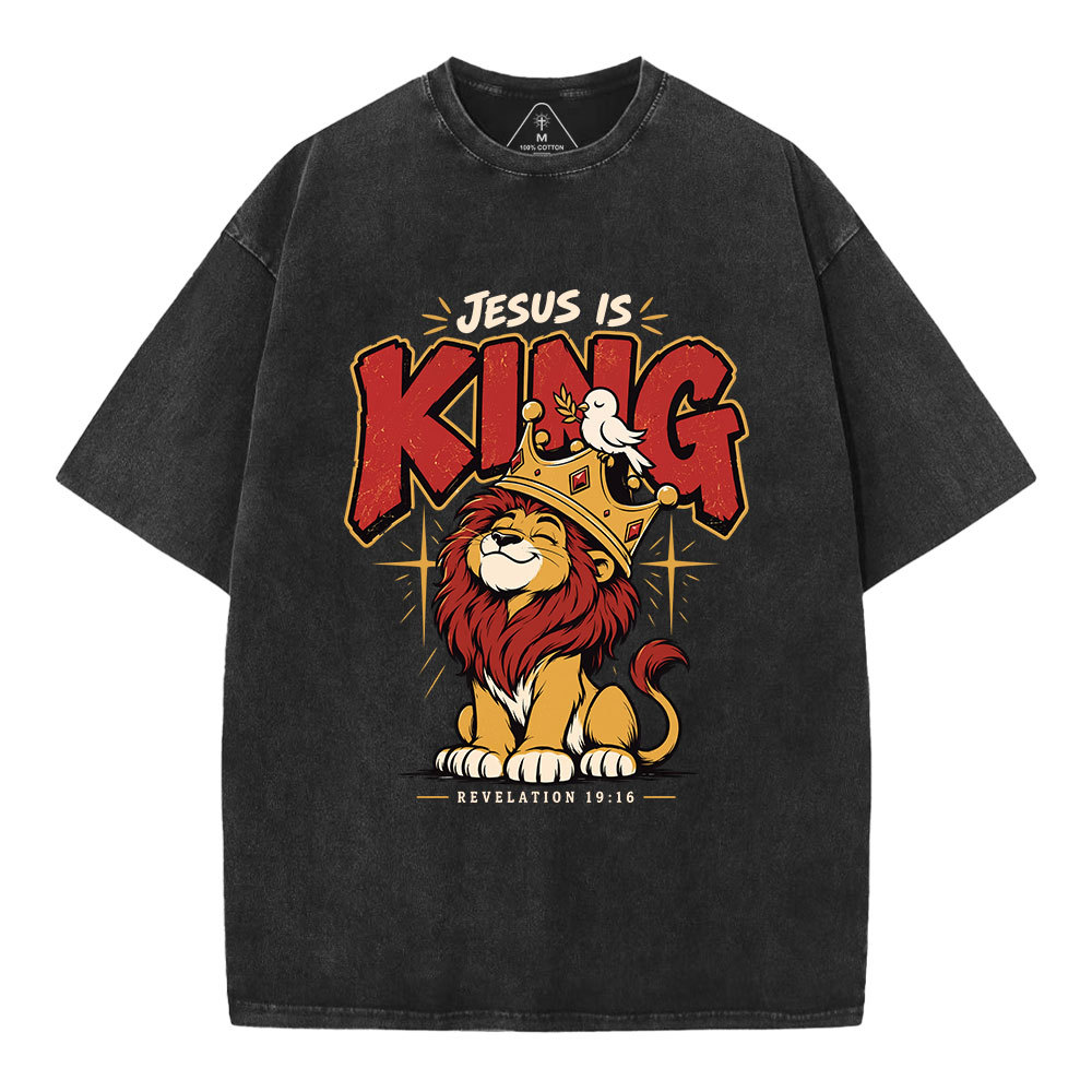 Jesus Is King Christian Washed T-Shirt