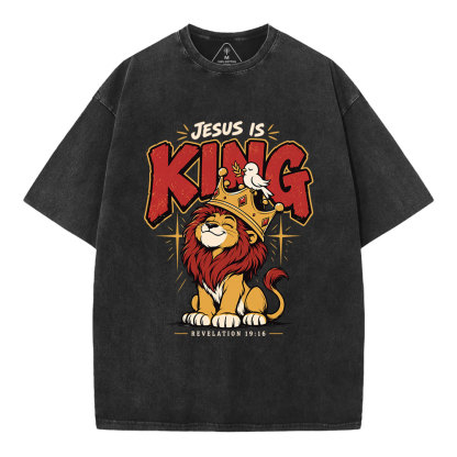 Jesus Is King Christian Washed T-Shirt