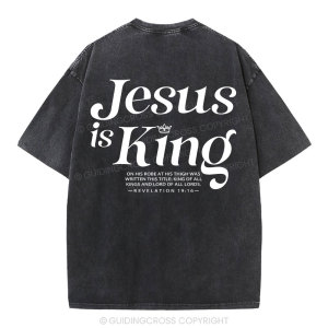 Image of Jesus Is King Christian Washed T-Shirt