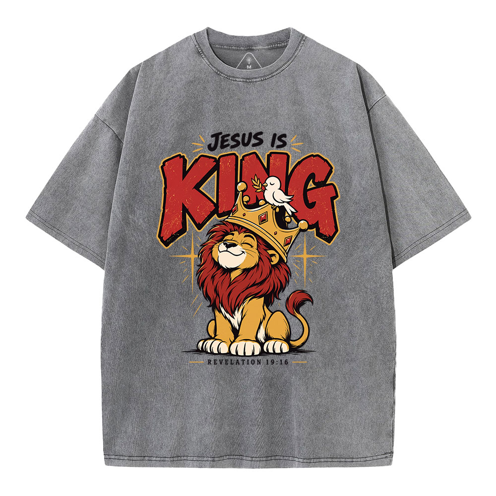 Jesus Is King Christian Washed T-Shirt