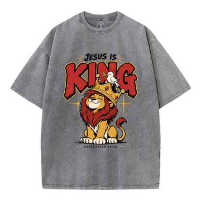 Jesus Is King Christian Washed T-Shirt