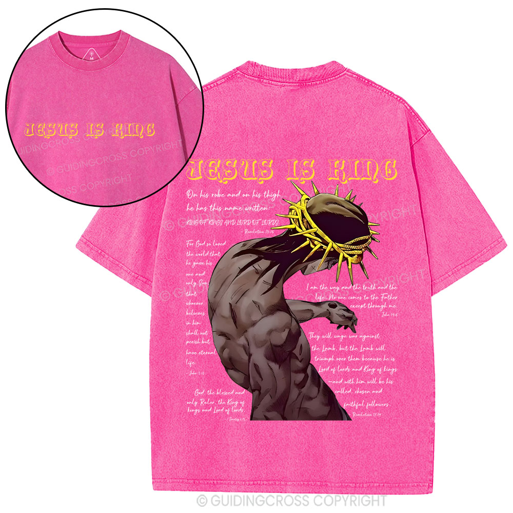 Jesus Is King Christian Washed T-Shirt 