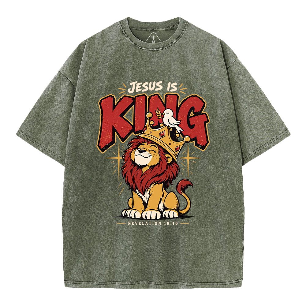 Jesus Is King Christian Washed T-Shirt