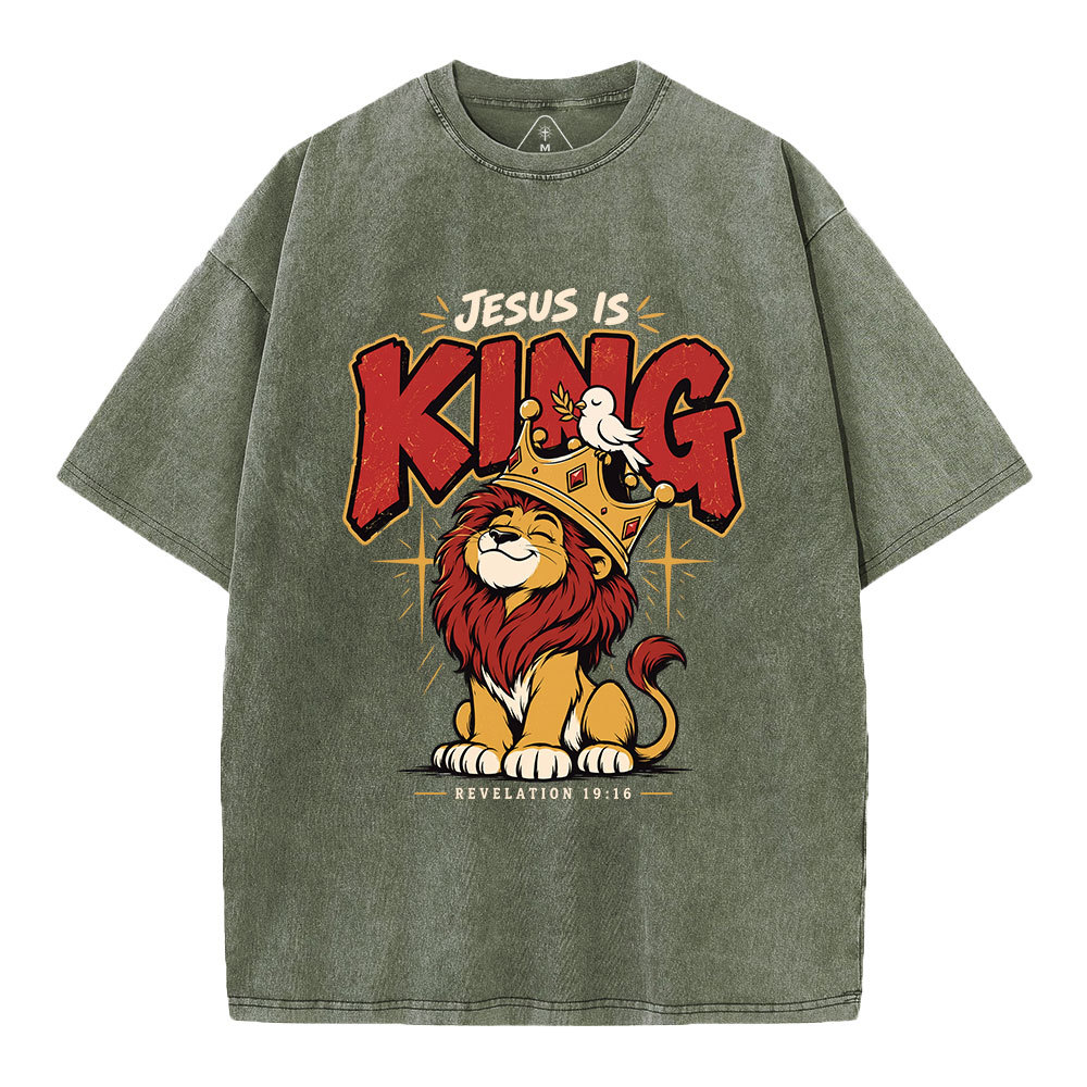 Jesus Is King Christian Washed T-Shirt