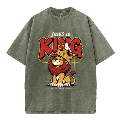 Jesus Is King Christian Washed T-Shirt