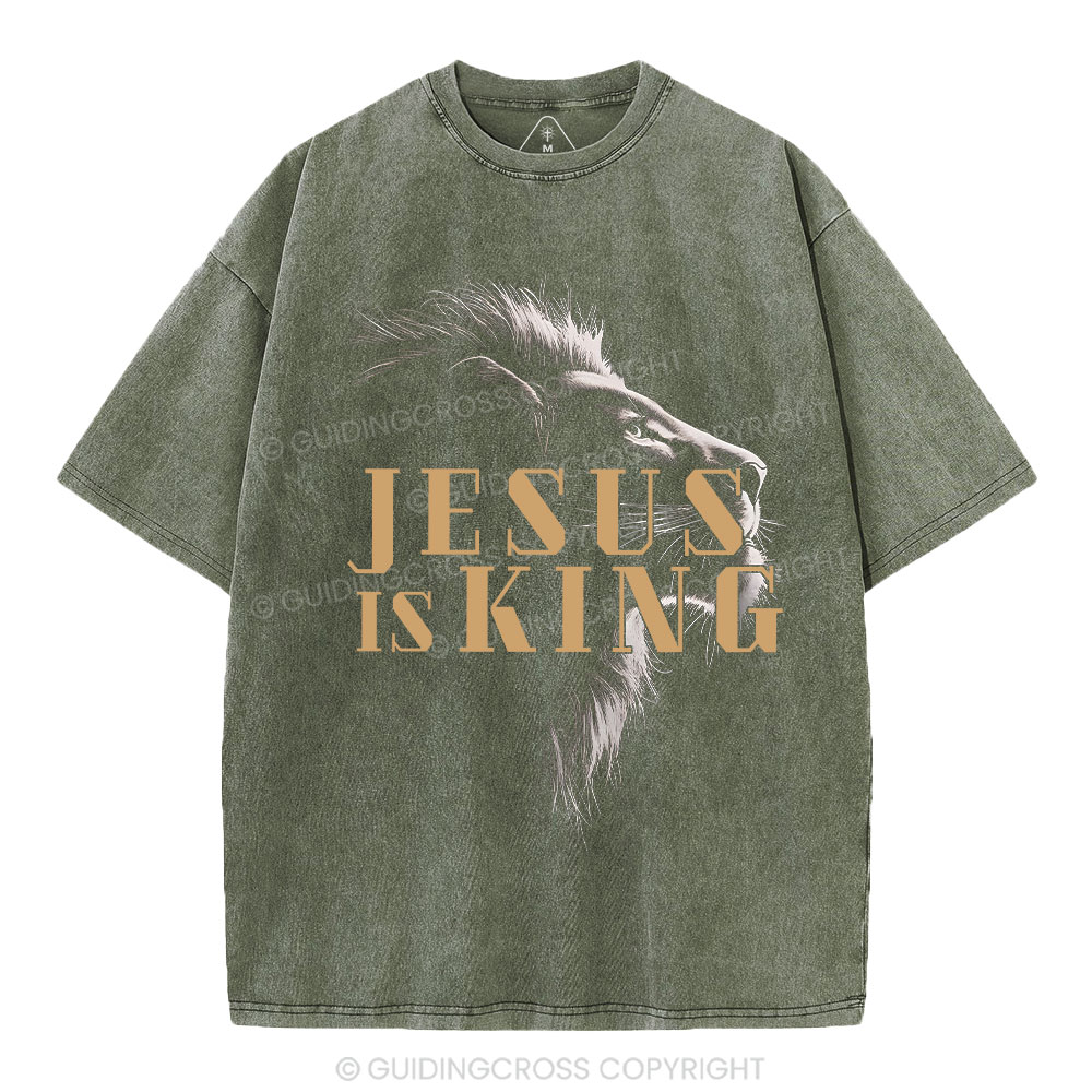 Jesus Is King Christian Washed T-Shirt