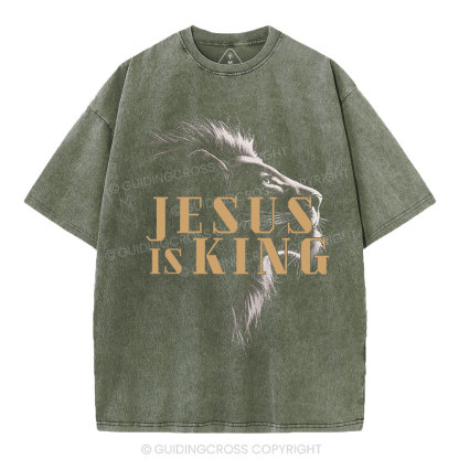 Jesus Is King Christian Washed T-Shirt