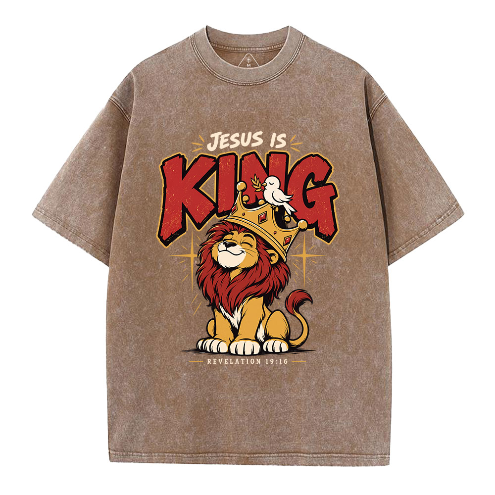 Jesus Is King Christian Washed T-Shirt