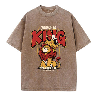 Jesus Is King Christian Washed T-Shirt