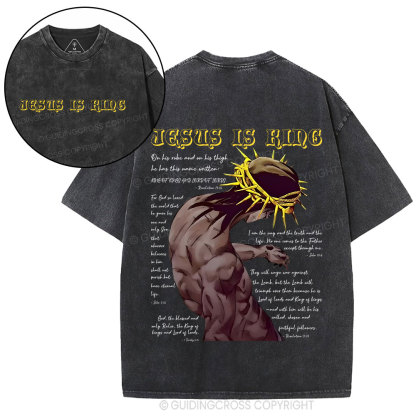 Jesus Is King Christian Washed T-Shirt 