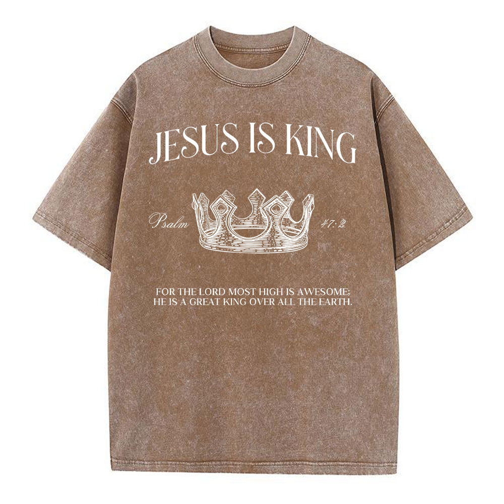 Jesus Is King Christian Washed T-Shirt