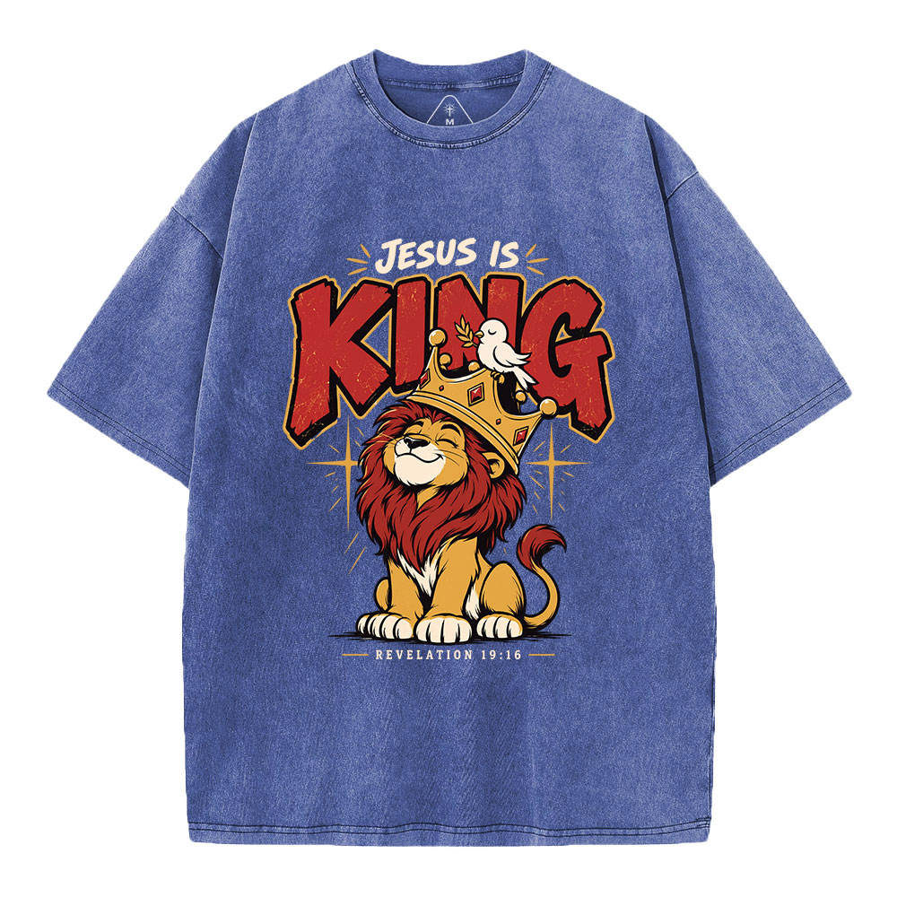 Jesus Is King Christian Washed T-Shirt