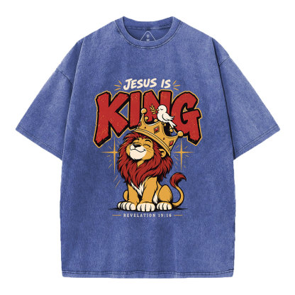 Jesus Is King Christian Washed T-Shirt