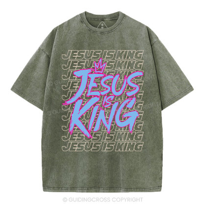 Jesus Is King Christian Washed T-Shirt