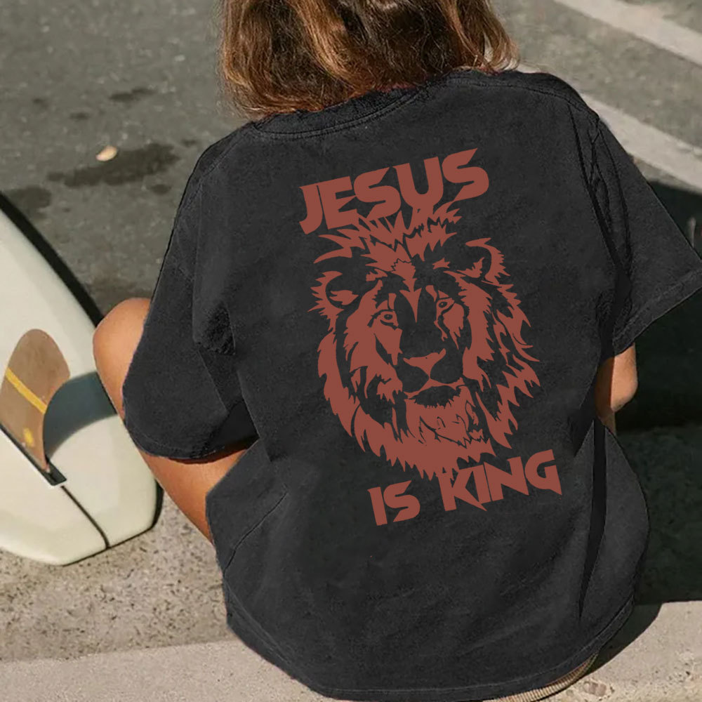 Jesus Is King Christian Washed T-Shirt