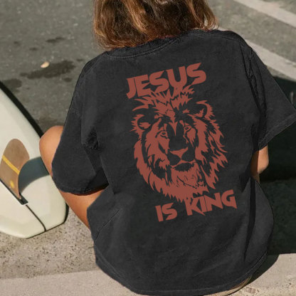 Jesus Is King Christian Washed T-Shirt