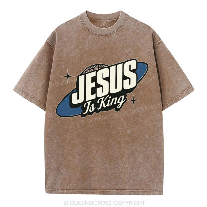 Jesus Is King Christian Washed T-Shirt