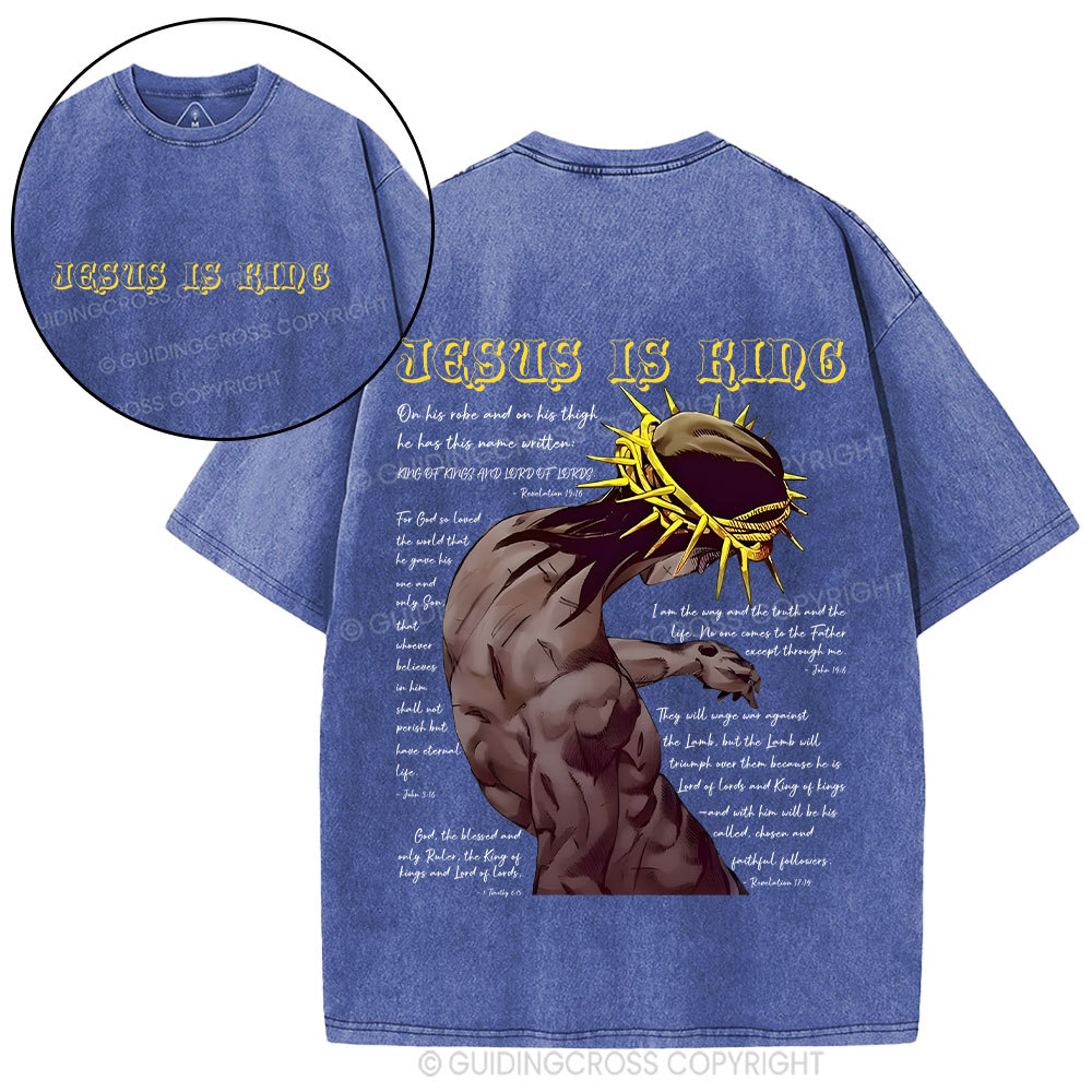 Jesus Is King Christian Washed T-Shirt 