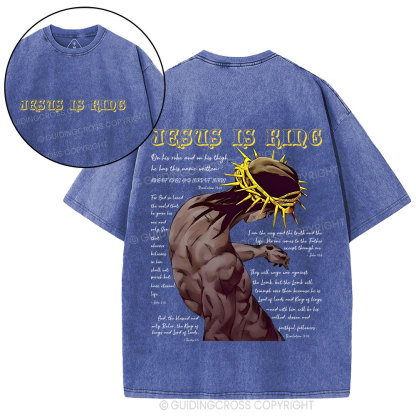 Jesus Is King Christian Washed T-Shirt 