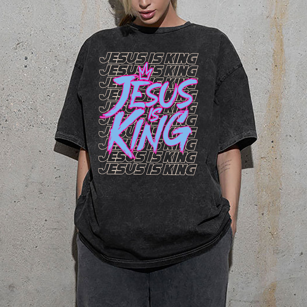 Jesus Is King Christian Washed T-Shirt