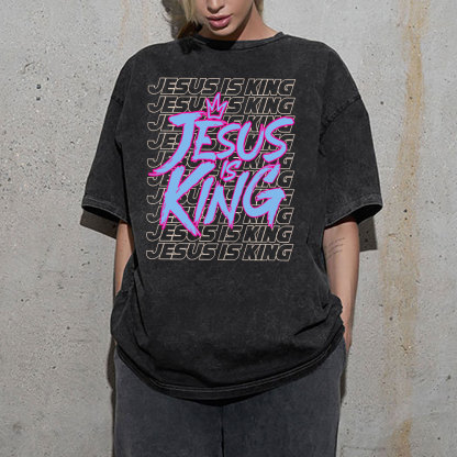 Jesus Is King Christian Washed T-Shirt