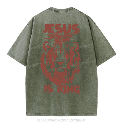 Jesus Is King Christian Washed T-Shirt