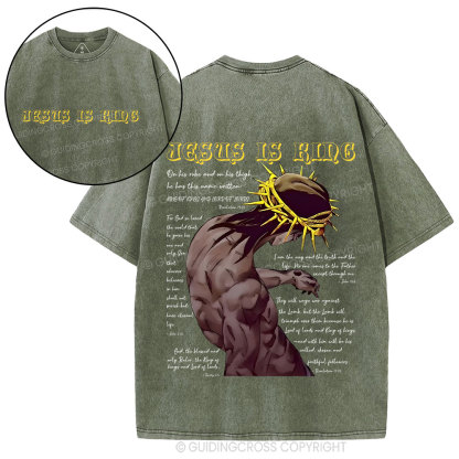 Jesus Is King Christian Washed T-Shirt 