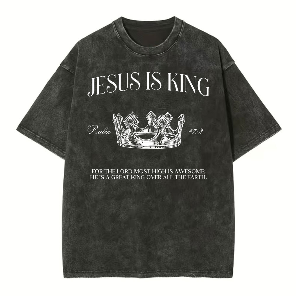 Jesus Is King Christian Washed T-Shirt