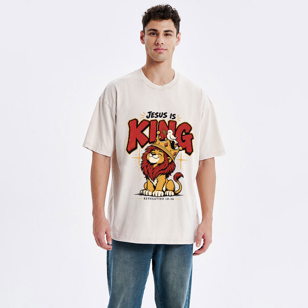 Jesus Is King Christian Washed T-Shirt