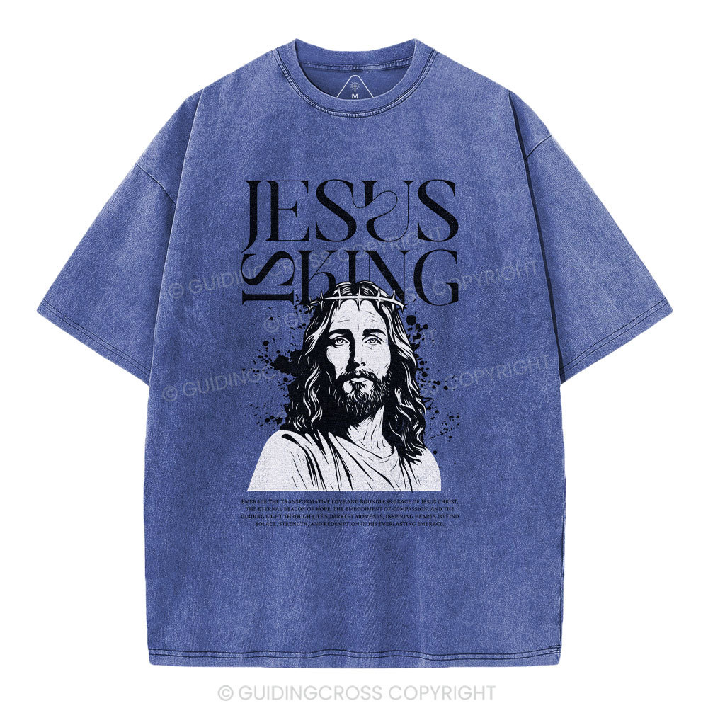 Jesus Is King Christian Washed T-Shirt