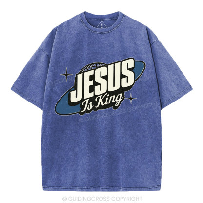 Jesus Is King Christian Washed T-Shirt