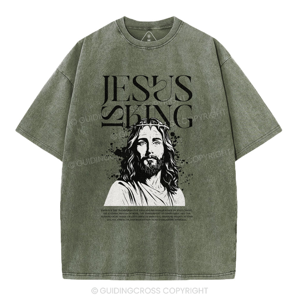 Jesus Is King Christian Washed T-Shirt