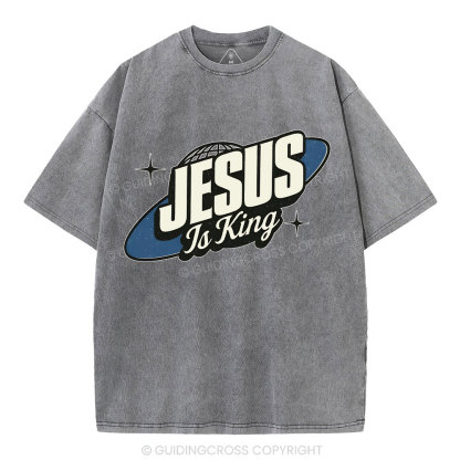 Jesus Is King Christian Washed T-Shirt