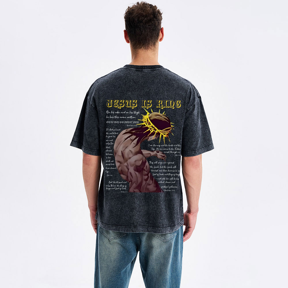 Jesus Is King Christian Washed T-Shirt 