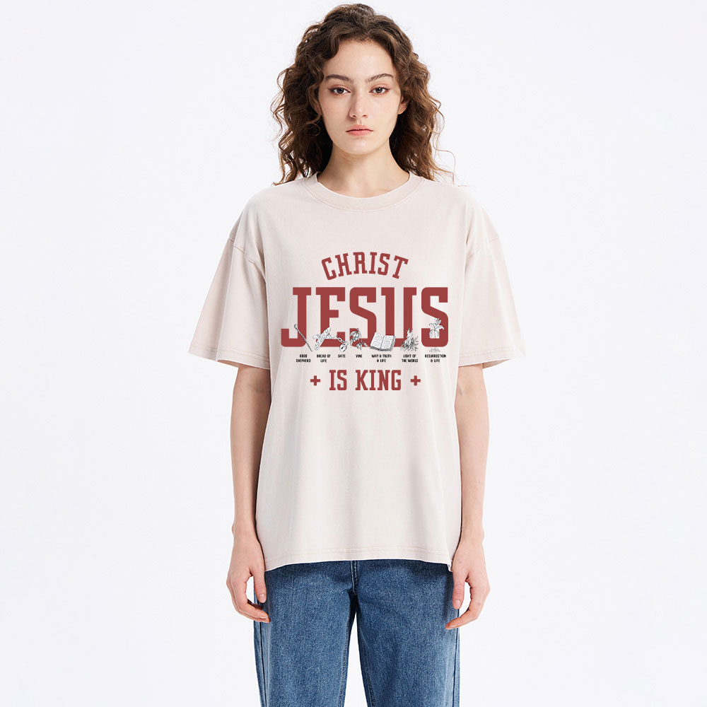 Jesus Is King Christian Washed T-Shirt