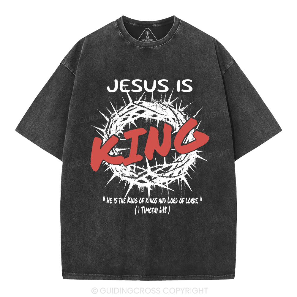 Jesus Is King Christian Washed T-Shirt