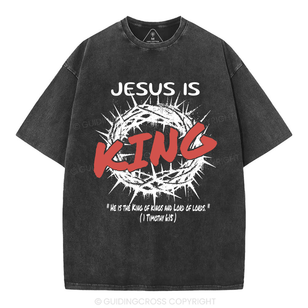 Jesus Is King Christian Washed T-Shirt