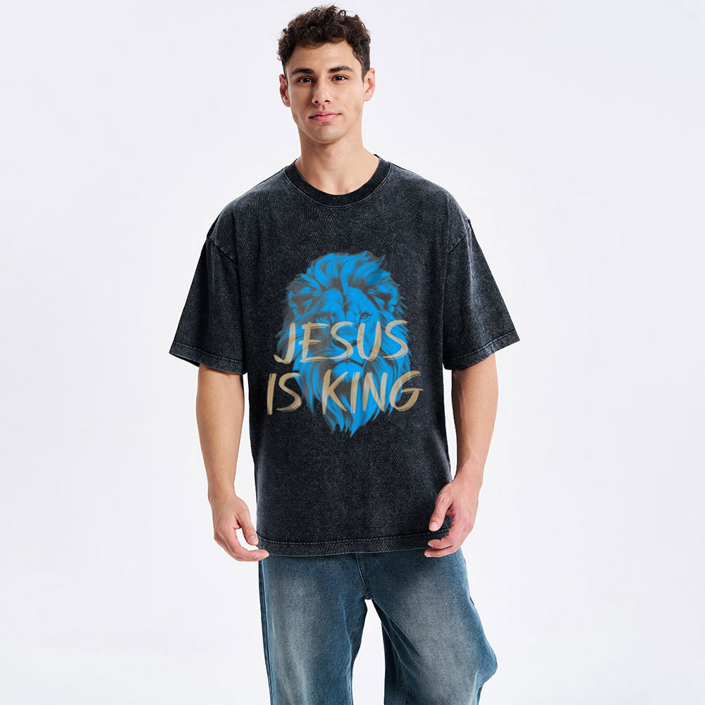 Jesus Is King Christian Washed T-Shirt