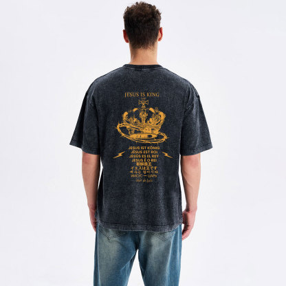 Jesus Is  King Christian Washed T-Shirt