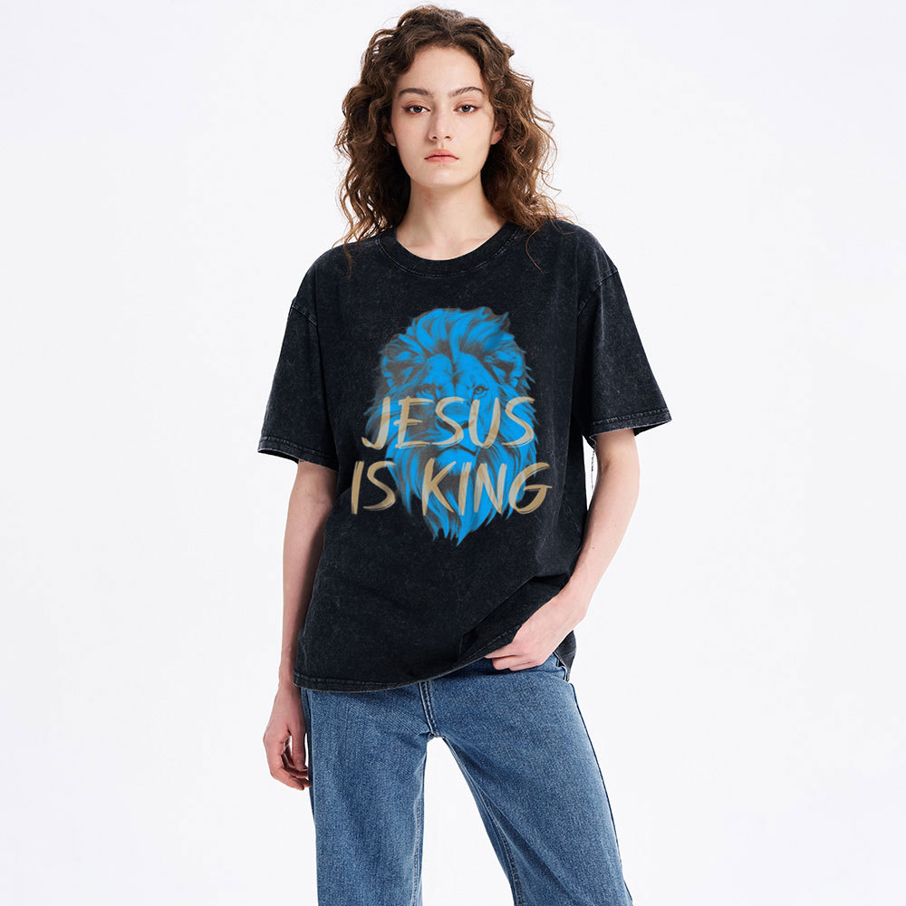 Jesus Is King Christian Washed T-Shirt