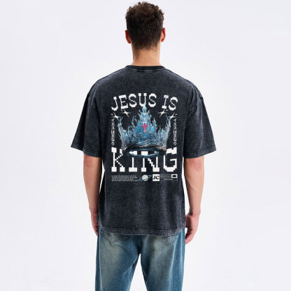 Jesus Is King Christian Washed T-Shirt