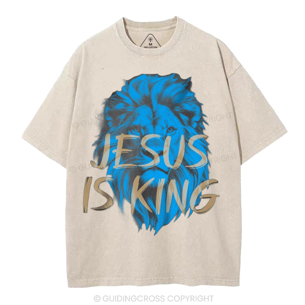 Jesus Is King Christian Washed T-Shirt