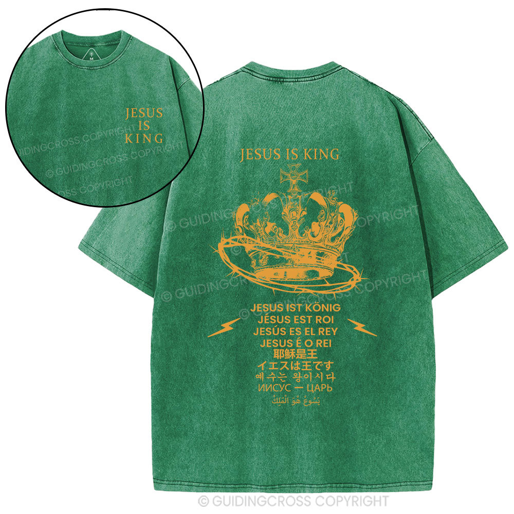 Jesus Is King Christian Washed T-Shirt