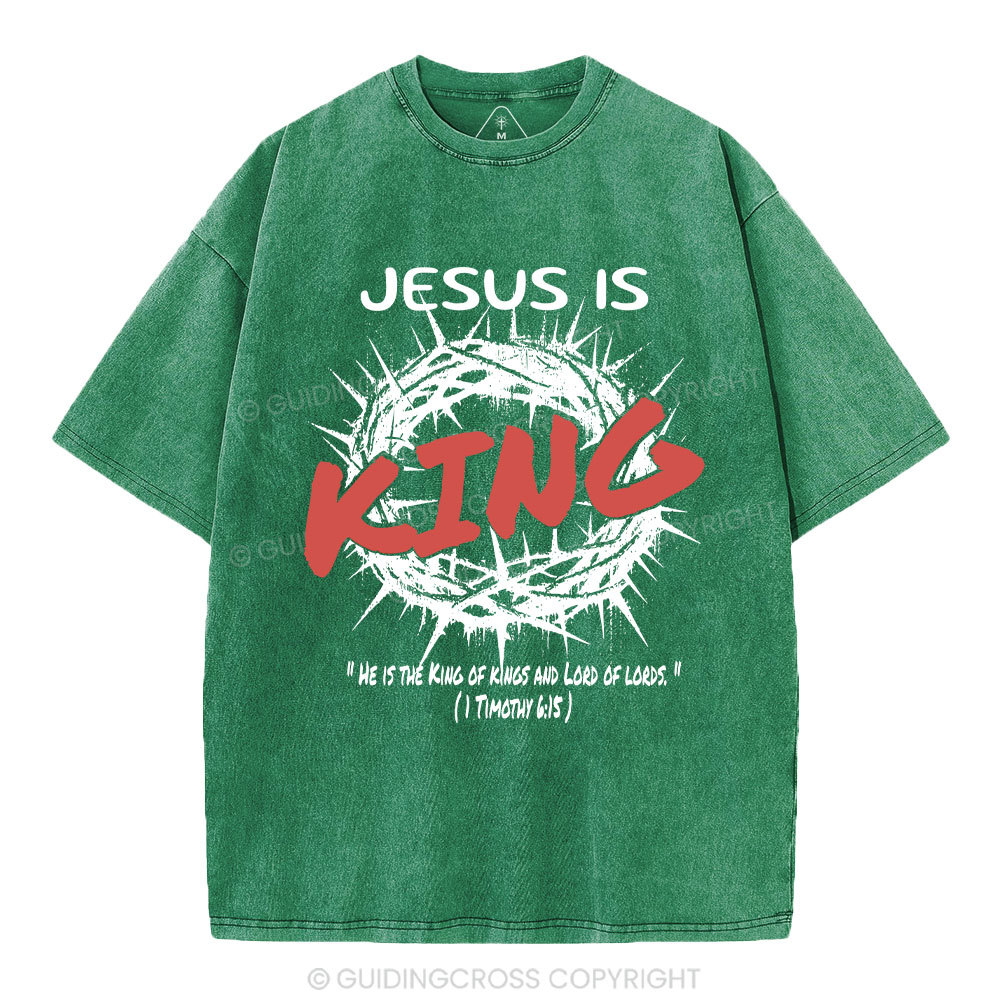 Jesus Is King Christian Washed T-Shirt