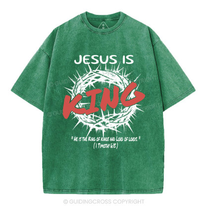 Jesus Is King Christian Washed T-Shirt