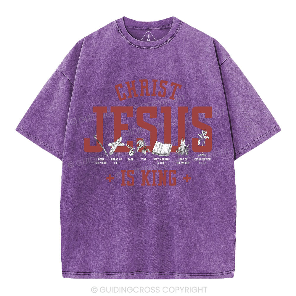 Jesus Is King Christian Washed T-Shirt