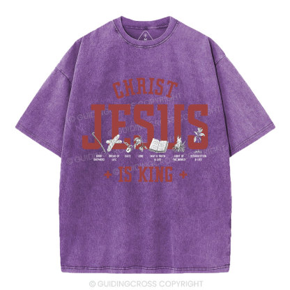 Jesus Is King Christian Washed T-Shirt